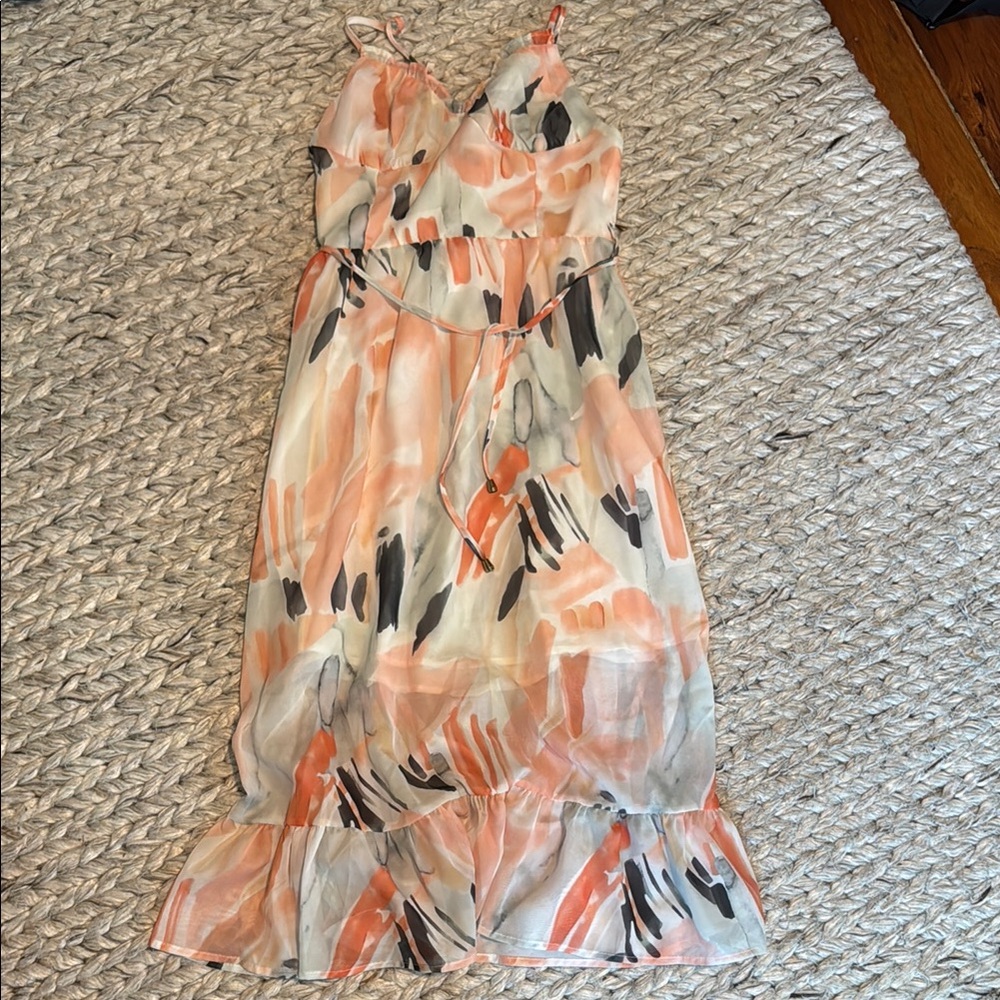 Orange and Pink Ruffled Tiered Sundress